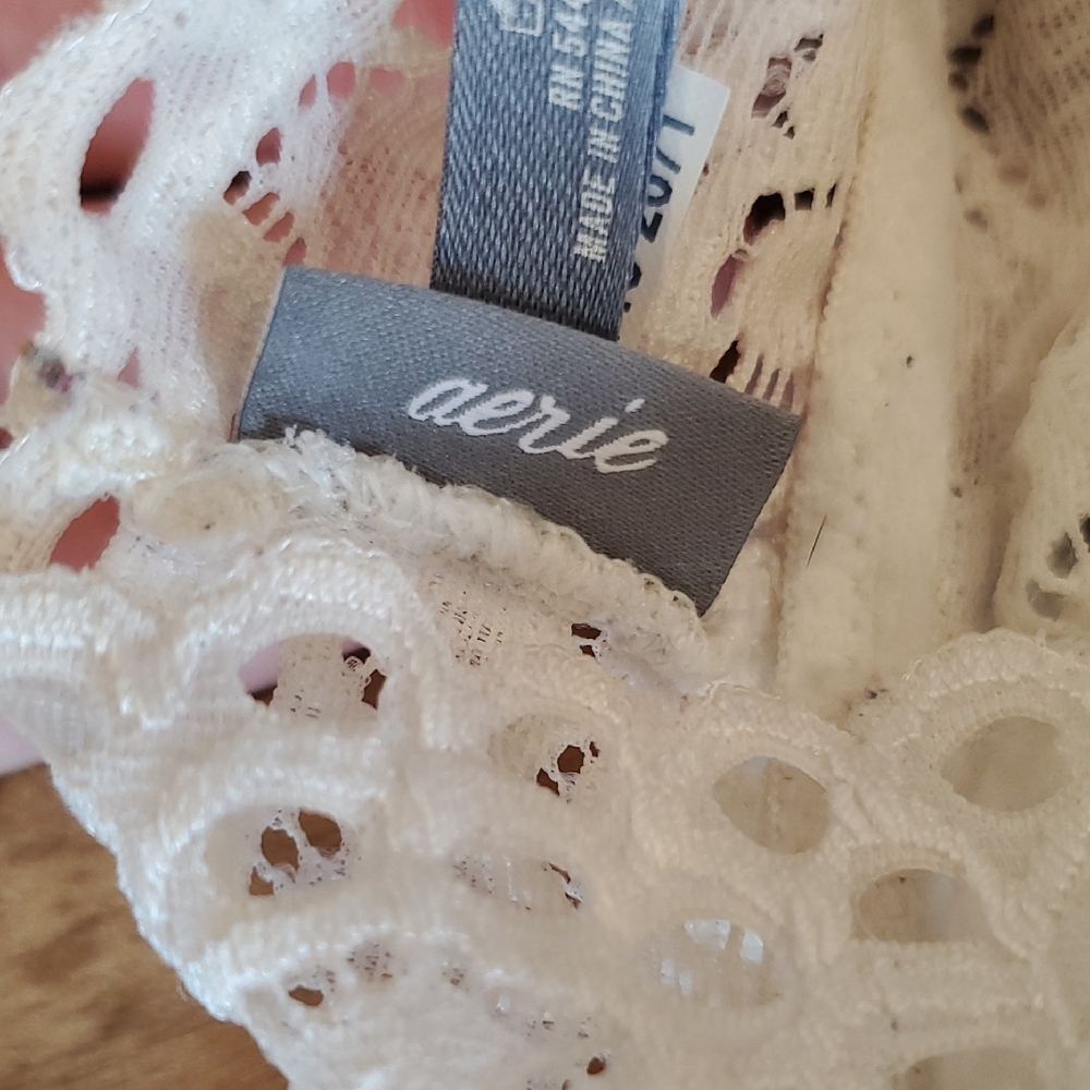 Romantic Coquette Aerie Lace Bralette in Ivory White Sz M - Picture 4 of 9